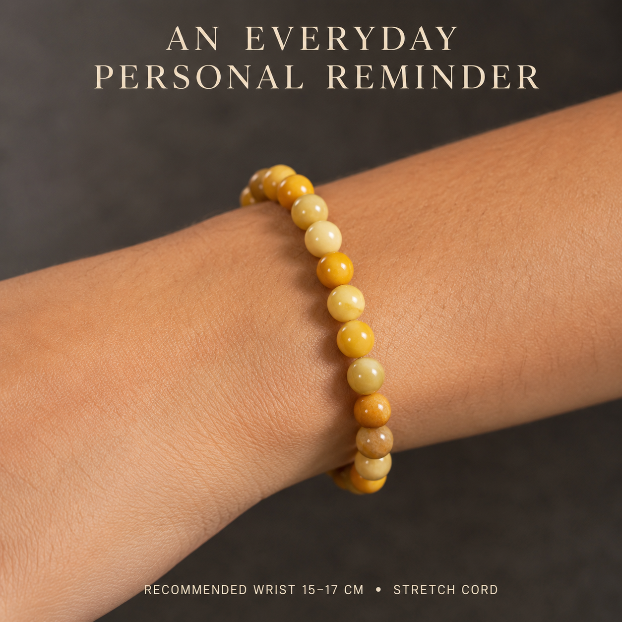 Golden Intention Bracelet worn on a wrist