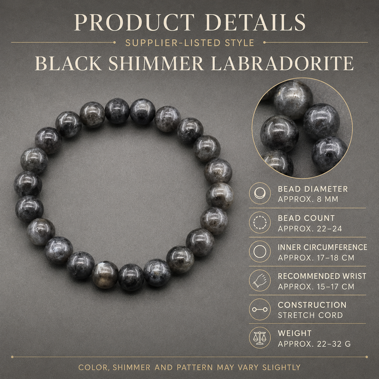 Grounding Bracelet bead size and product details