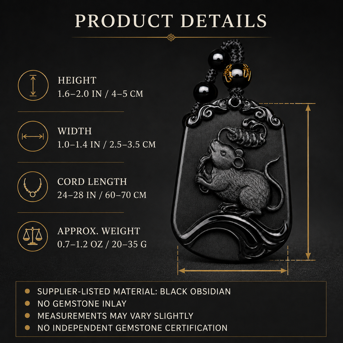 Zodiac Symbol Pendant approximate size and supplier-listed material details