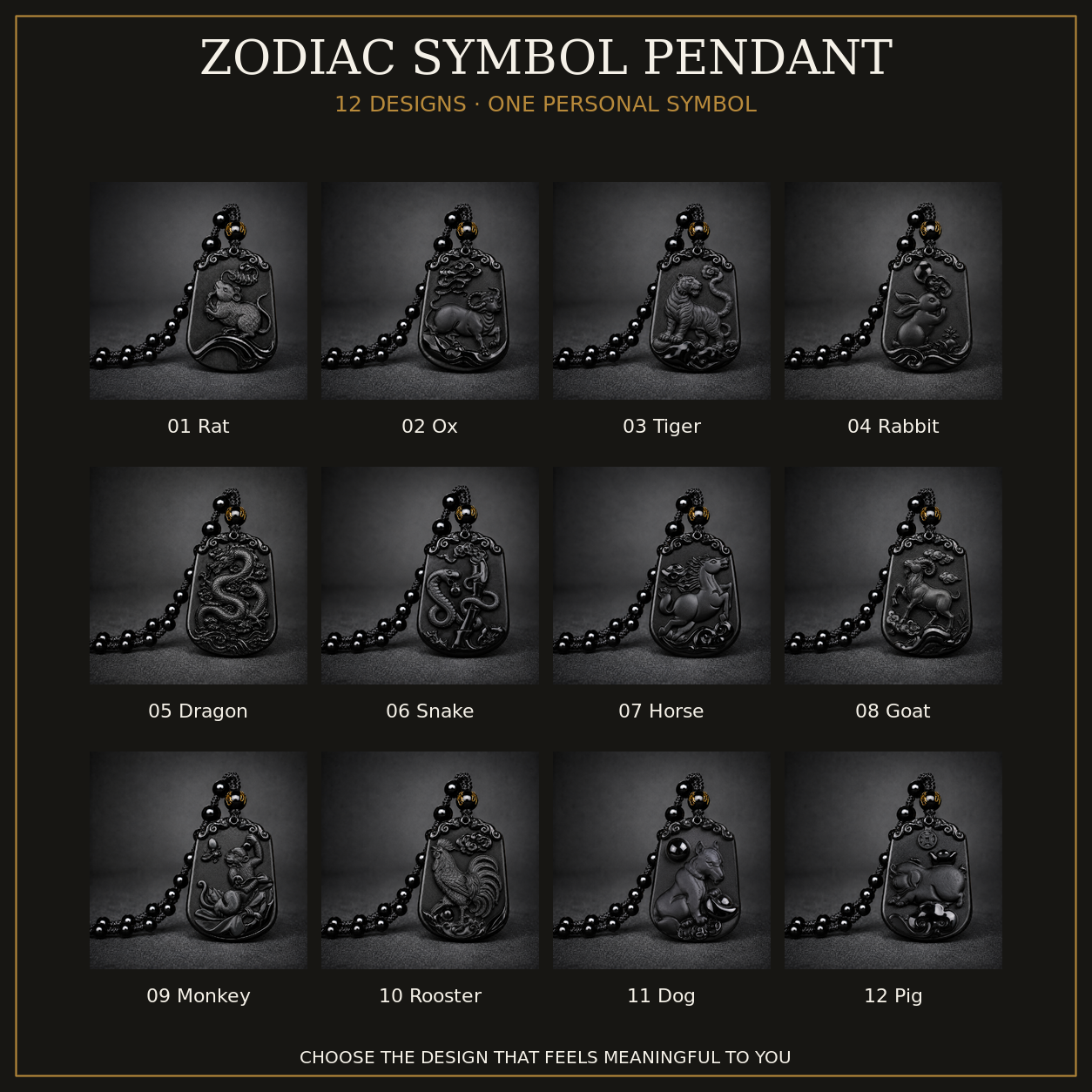 Zodiac Symbol Pendant available in 12 zodiac animal designs